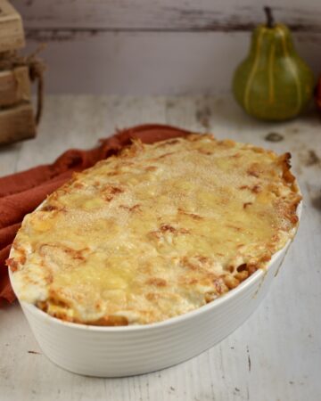 Pasta al forno con zucca e salsiccia