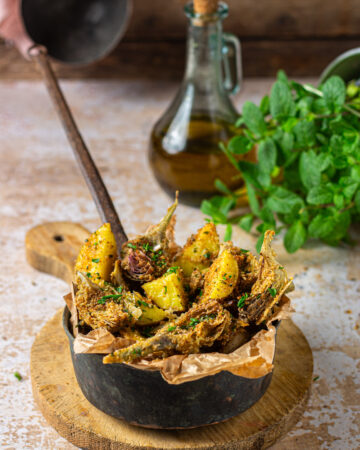 carciofi e patate gratinati