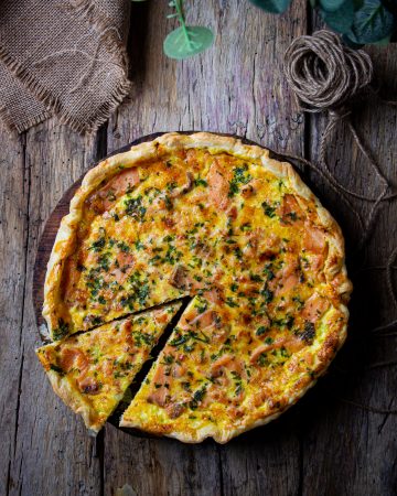 quiche con salmone e porri