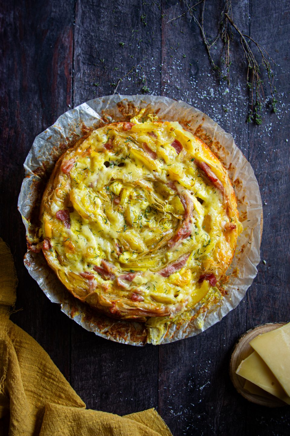 Torta fillo con patate e pancetta